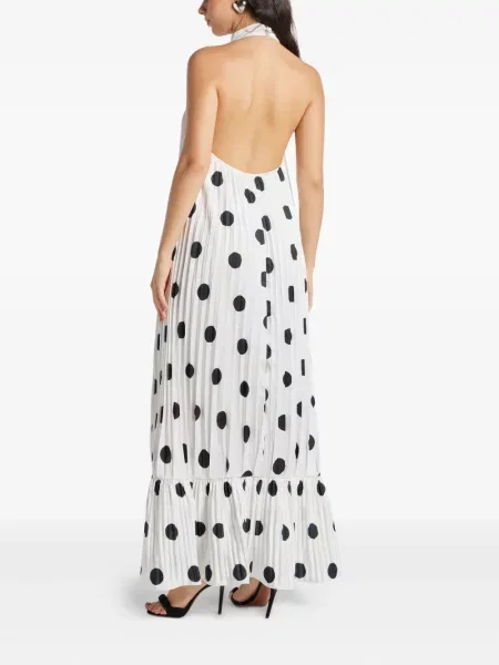 Sukienka maxi L'idée w grochy plisowana garniturowa biała