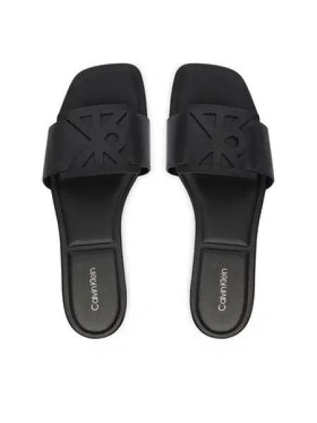 Calvin Klein Šlepetės Square Flat Sandal Emblem juoda