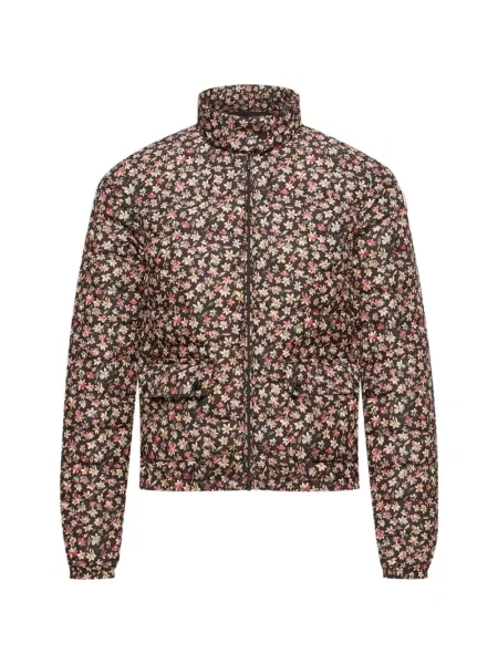 Geacă cu puf Moncler cu model floral cu imagine negru