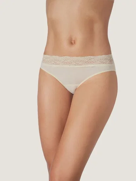 Zd ZERO DEFECTS Chiloți Diana lace mid waist Soy fiber natural alb