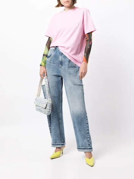 Koszulka Msgm z okrągłym dekoltem różowa