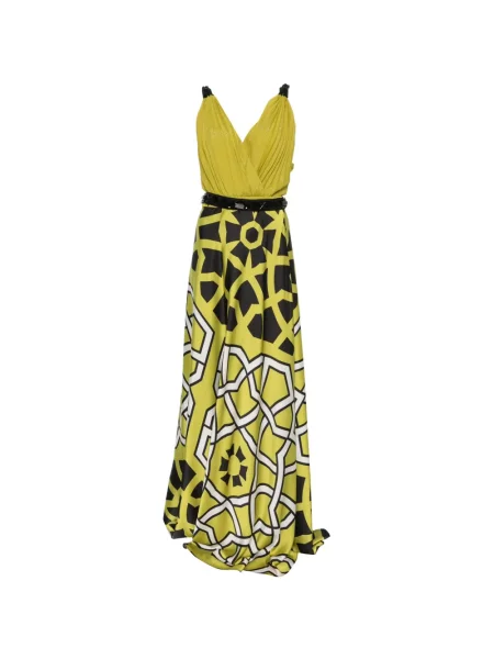 Rochie maxi Maestri cu imprimeu geometric verde