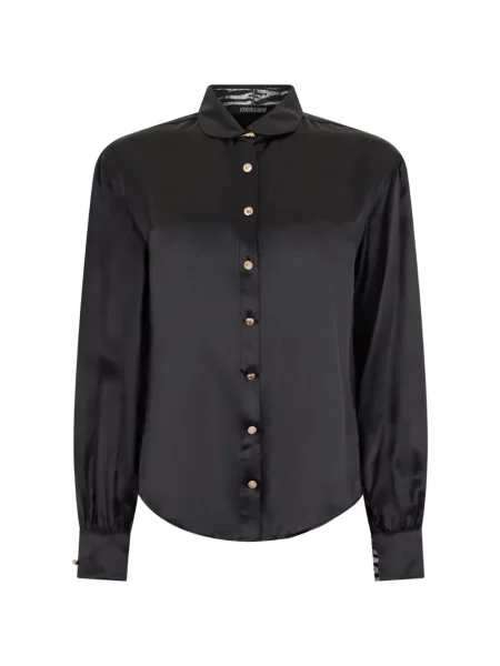 Cămașă Roberto Cavalli de mătase negru