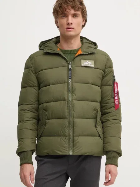 Яке Alpha Industries Hooded Puffer Alpha FD зелено зимен модел