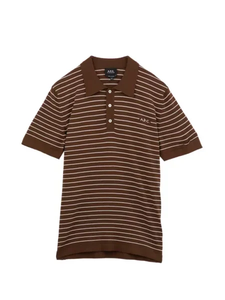 Tricou polo A.p.c. cu broderie maro