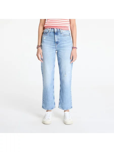Дънки straight leg Tommy Hilfiger с висока талия синьо
