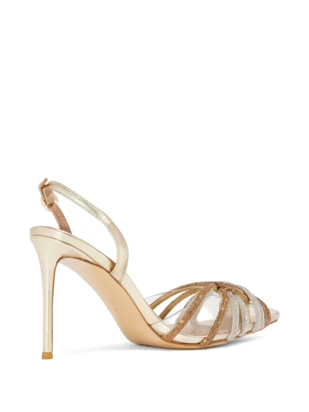Papuci tip mules Nicoli de cristal alb