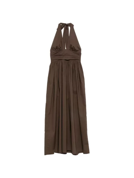 Rochie midi Matteau cu gât halter maro