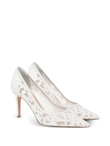 Pantofi cu toc Gianvito Rossi din dantelă alb