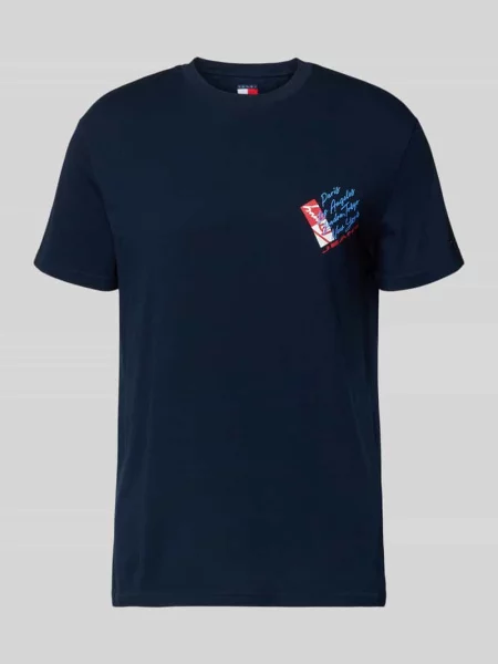 T-shirt o kroju regular fit z czystej bawełny Tommy Jeans niebieska