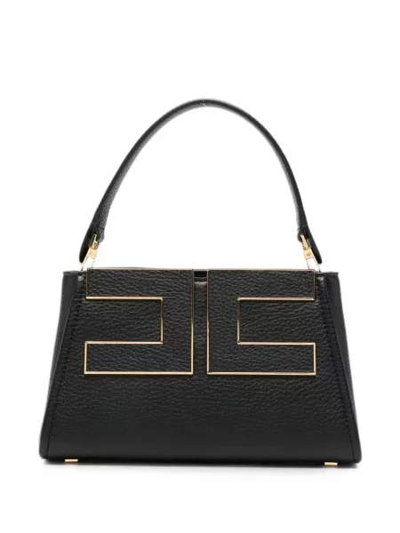 Geantă shopper Elisabetta Franchi cu autograf negru