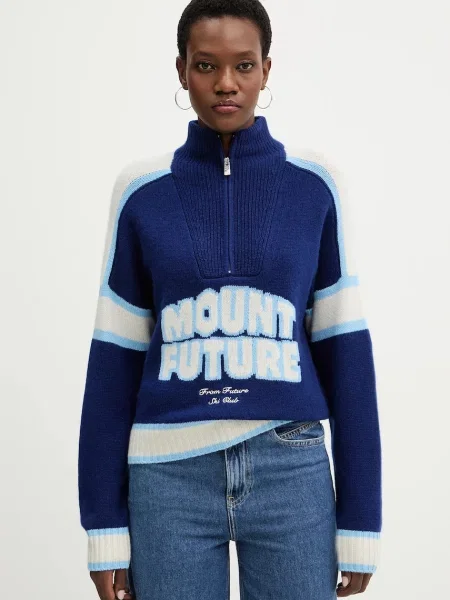 FROM FUTURE pulover de casmir cu turtleneck albastru