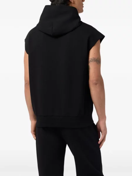 Majica s kapuljačom Plein Sport bez rukava s autogramom crna