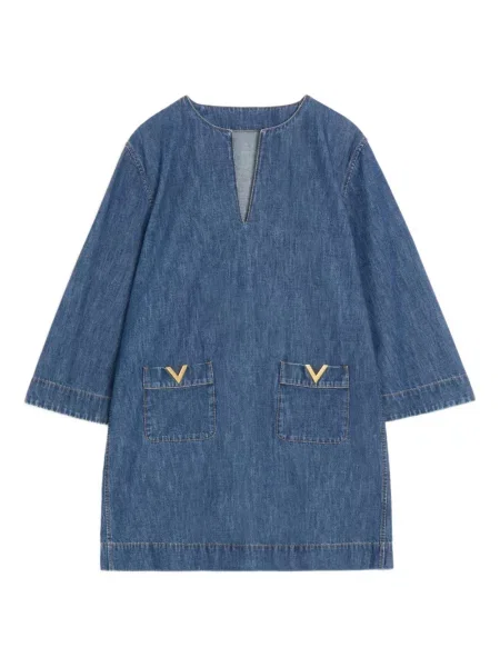 Rochie mini Valentino Garavani cu decolteu în V de costum albastru