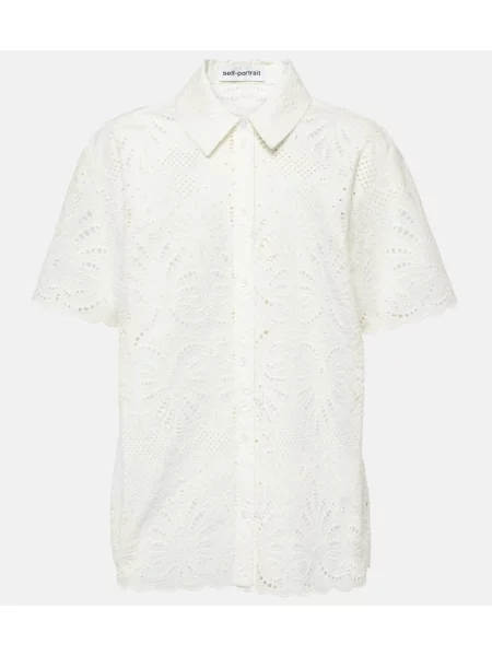 Cămașă Self-portrait cu broderie alb