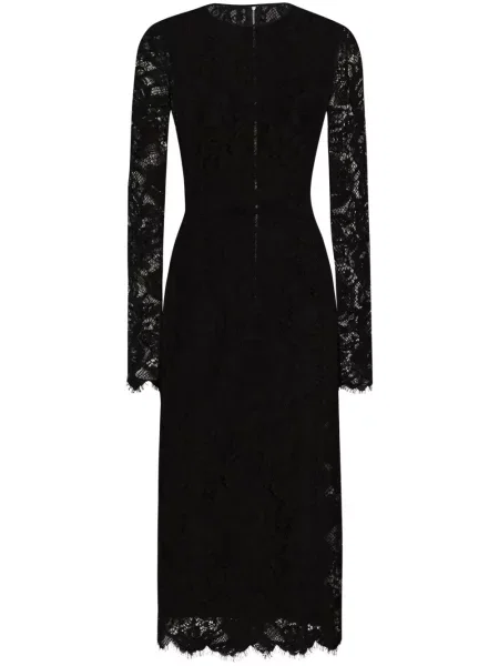 Rochie midi Dolce & Gabbana cu model floral din dantelă până la genunchi negru