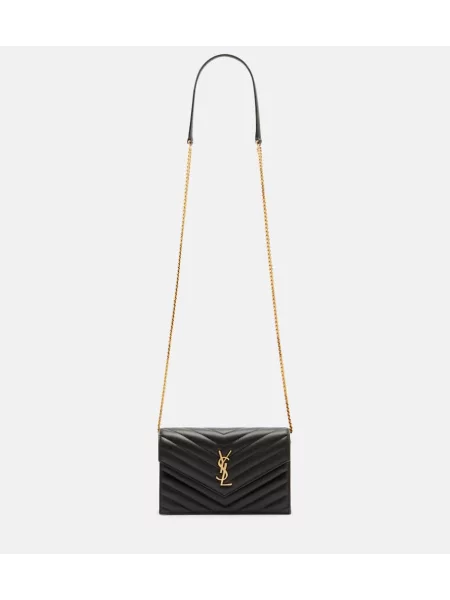 Usnjena ogrlica Saint Laurent siva