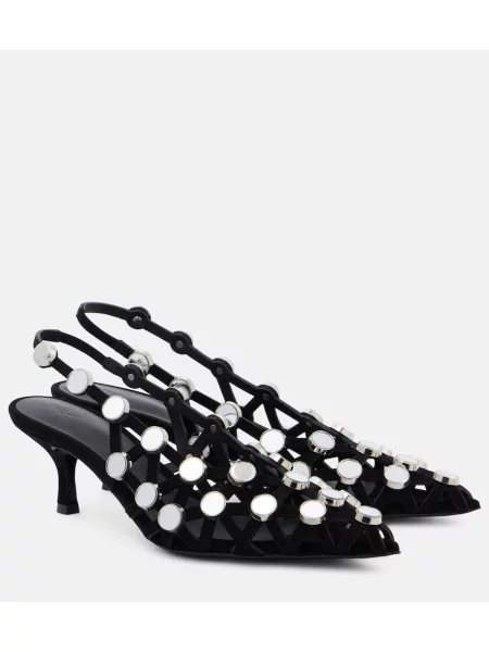 Papuci tip mules The Attico din piele negru