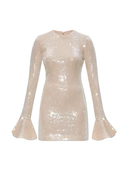 Lniana sukienka Rotate Birger Christensen beżowa