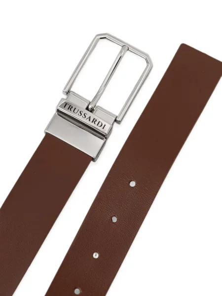 Reversibil curea Trussardi cu autograf maro