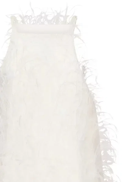 Rochie Pinko cu pene de costum alb