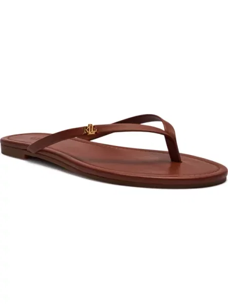 Șlapi Lauren Ralph Lauren din piele maro
