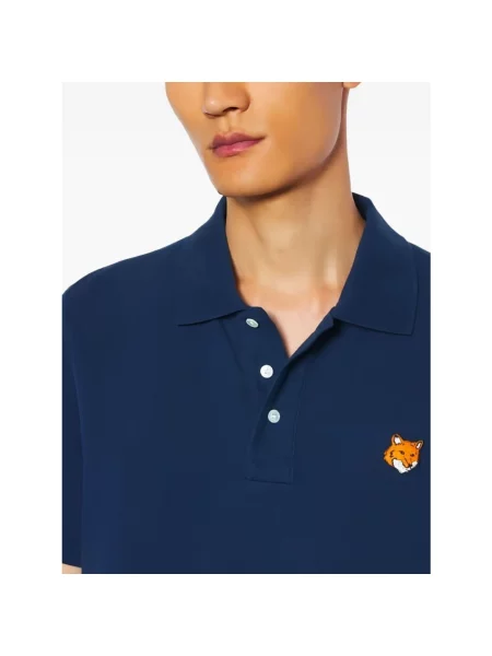 Koszulka polo Maison Kitsune niebieska