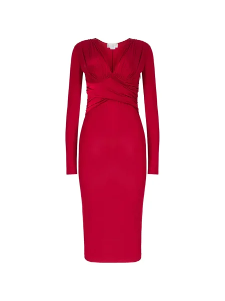 Rochie midi Genny cu decolteu în V până la genunchi plic roșu