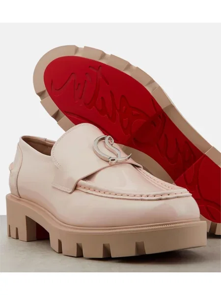 Usnjene lakirane loaferke Christian Louboutin bež