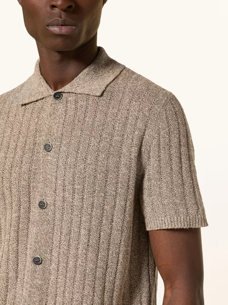 Barena Venezia Košile Kurzam Elo Extra Slim Fit S Lnem velbloudí