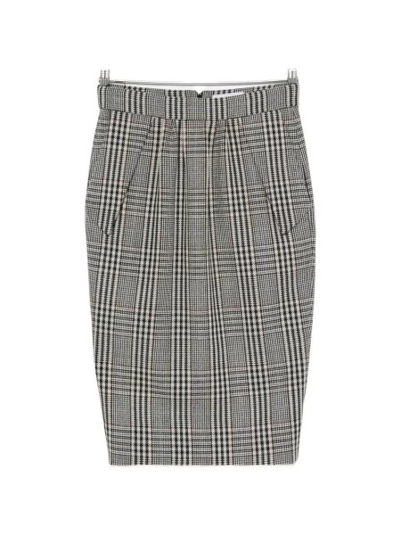 Fustă midi Stella Mccartney de lână în carouri gri