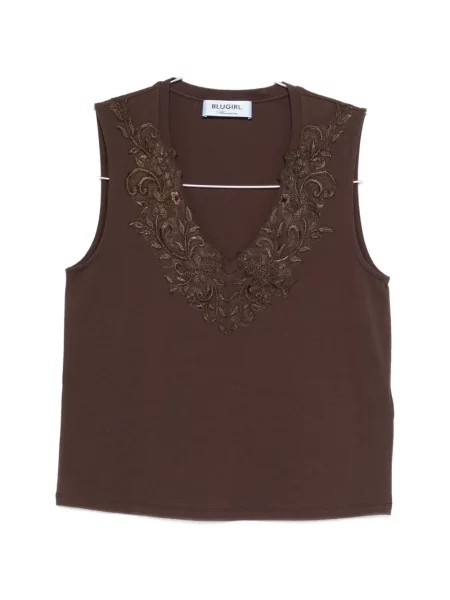 Top Blugirl z dekoltem w serek brązowy