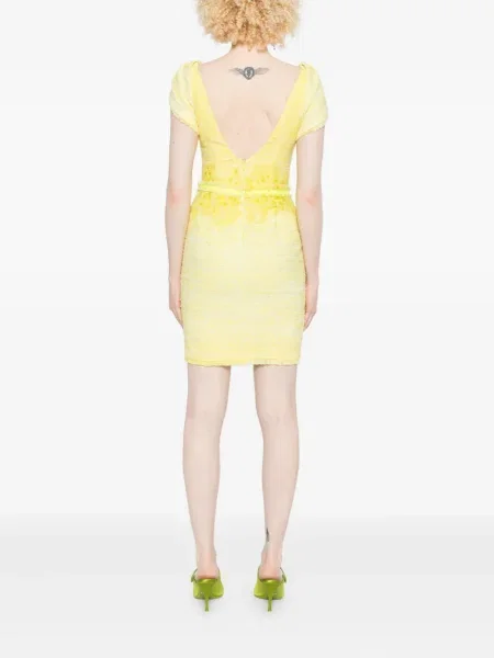 Rochie mini Gemy Maalouf cu paiete de costum galben