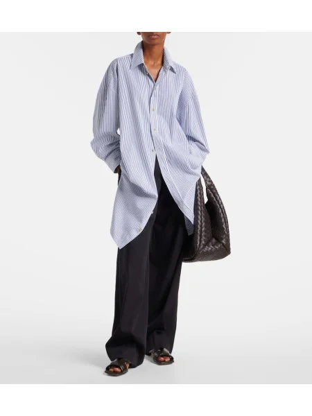 Cămașă Bottega Veneta cu dungi din poplin albastru
