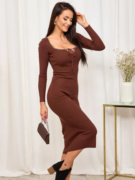 Rochie Resti cu dungi de costum maro