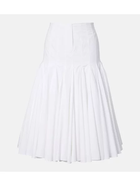 Fustă midi Jacquemus din poplin alb