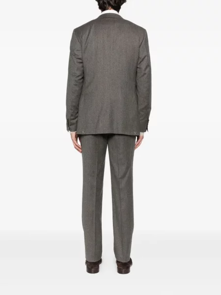 Garnitur Canali wełniany w jodełkę garniturowy brązowy