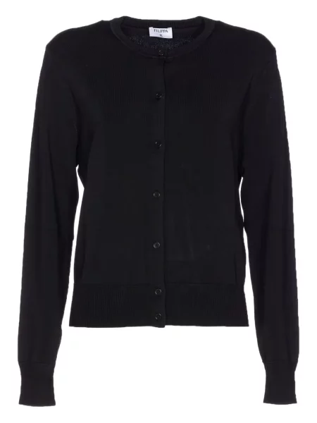 Cardigan Filippa K cu decolteu rotund negru