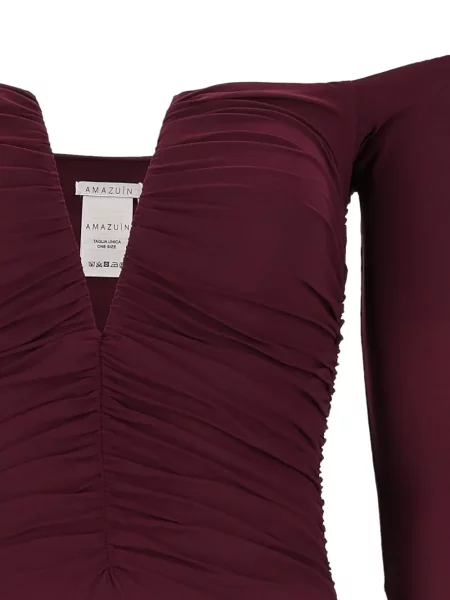 Rochie midi Amazuìn drapată roșu