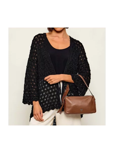 Pinko De piele geantă pe umăr BAULETTO TRITTICO maro