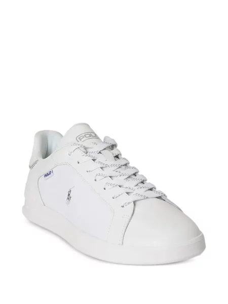 Papuci Polo Ralph Lauren din piele cu autograf cu cordon albastru