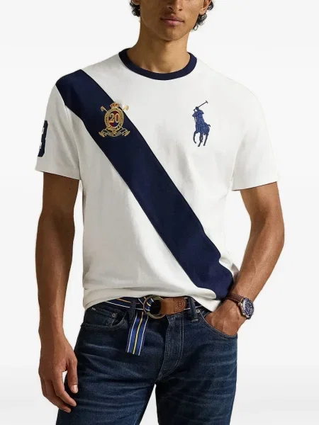 Kołnierzykowy polo Polo Ralph Lauren z frędzli w paski czerwone