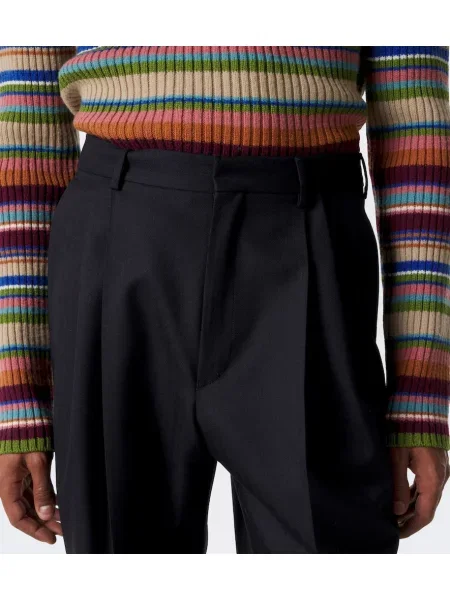 Vlnené nohavice Dries Van Noten so vzorom rybej kosti modrá
