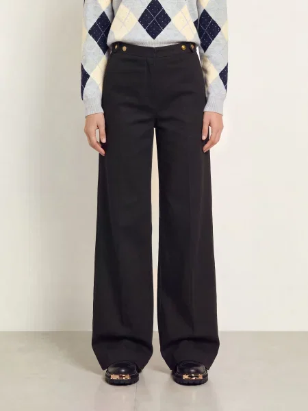 Sandro Jeansy Wide Leg schwarz czarne