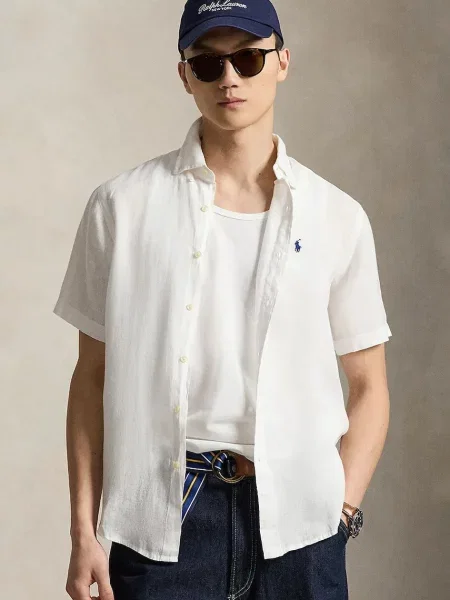 Polo Ralph Lauren cămașă de in Sport Shirt alb