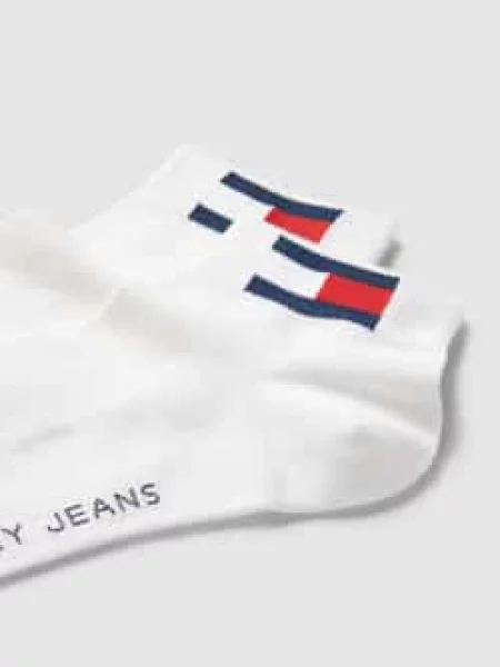 Krótkie skarpety z nadrukiem z logo w zestawie 2 szt. Tommy Jeans białe
