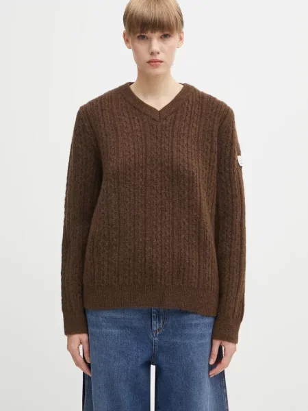 Maison Margiela pulover din amestec de lână maro