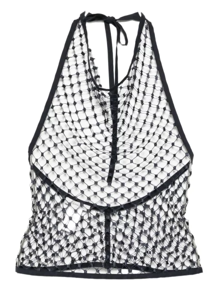 Top Lemaire plasă cu gât halter de plasă albastru