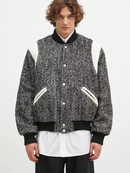 Bunda z vlněné směsi Kenzo Wool Varsity Jacket zimní oversize černá