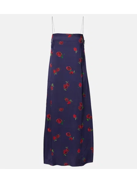 Rochie Khaite cu imagine din țesătură twill de costum albastru